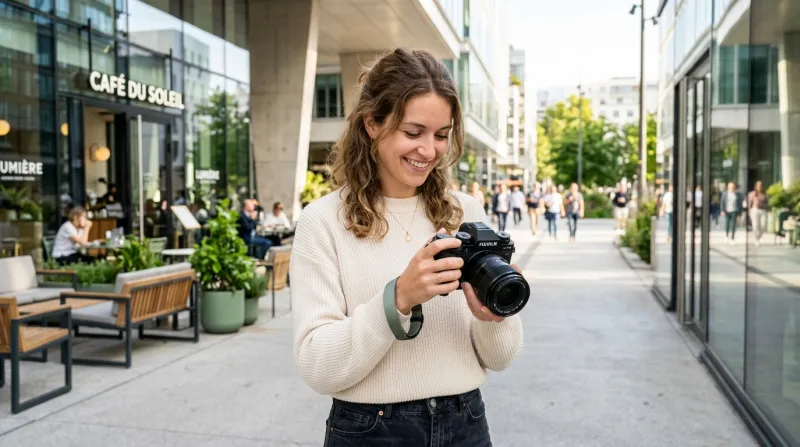 personne tenant un appareil photo numérique 
