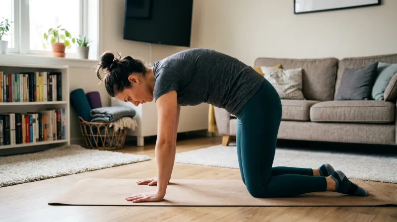 femme qui fait l'exercice du dos rond