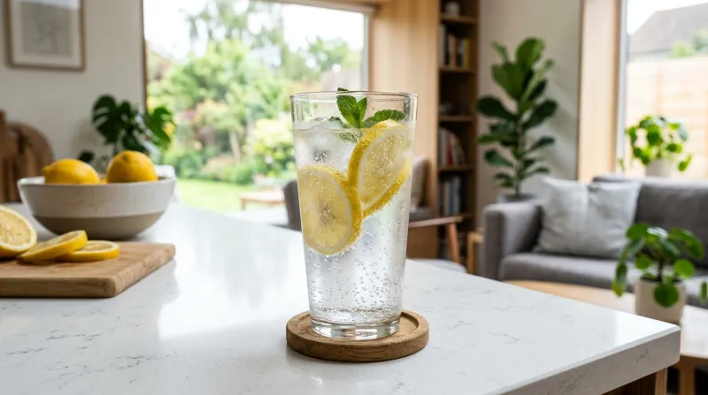  verre d'eau gazeuse fraîche 