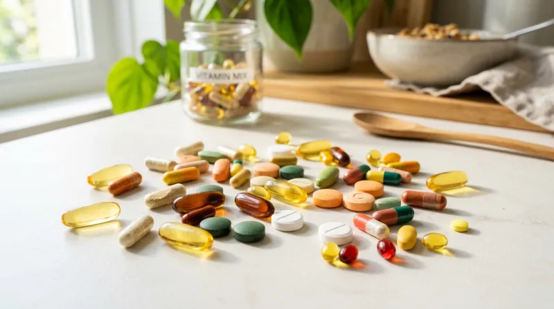 divers comprimés et gélules de vitamines 