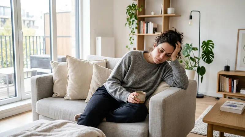 personne fatiguée dans son canapé