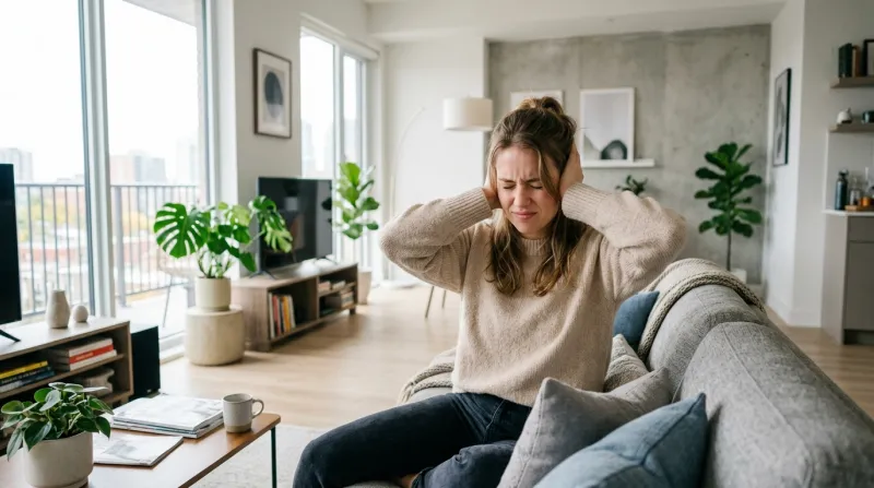 femme se couvrant les oreilles