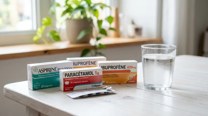 boîtes de médicaments et verre d'eau