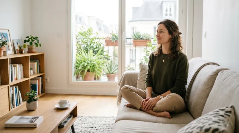 femme sur son canapé