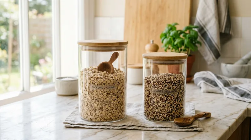 flocons d'avoine et graines de quinoa 