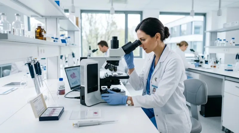 microscope de laboratoire dans un environnement médical