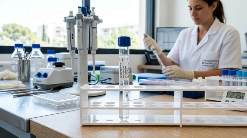 tube à essai de laboratoire contenant un échantillon médical
