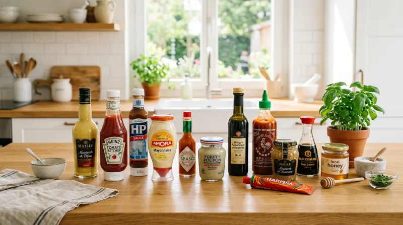 assortiment de condiments et de sauces
