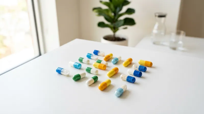  plusieurs gélules disposées sur une table 