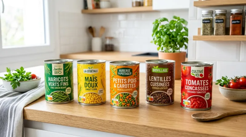  plusieurs boîtes de conserves de légumes