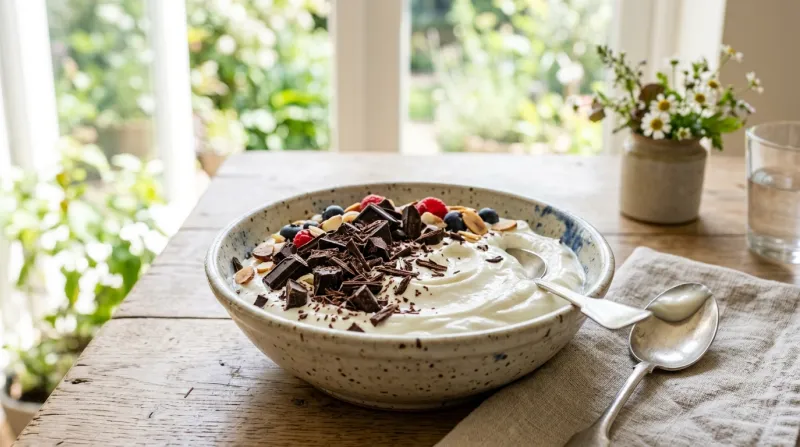  yaourt onctueux garni de morceaux de chocolat noir 