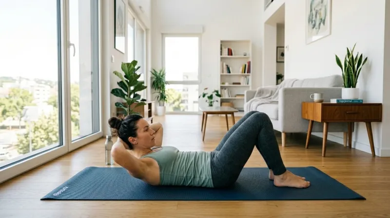 personne pratiquant un enroulement cervical sur un tapis