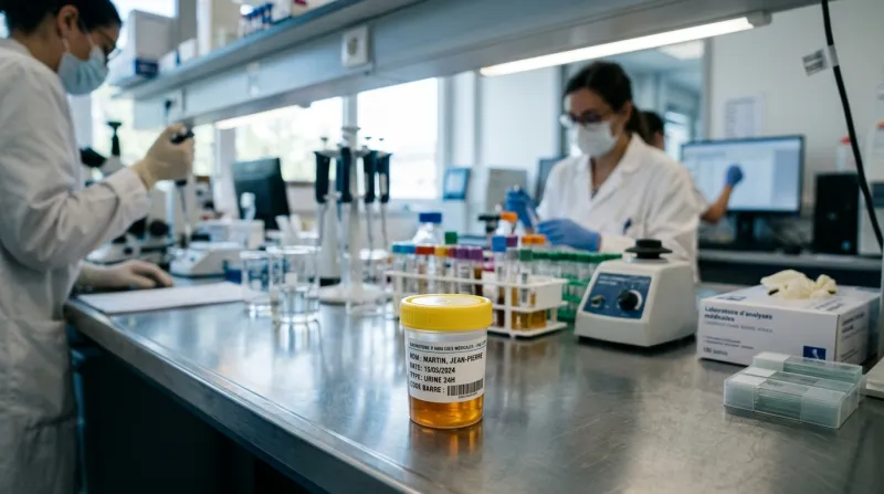 flacon d'urine dans un laboratoire