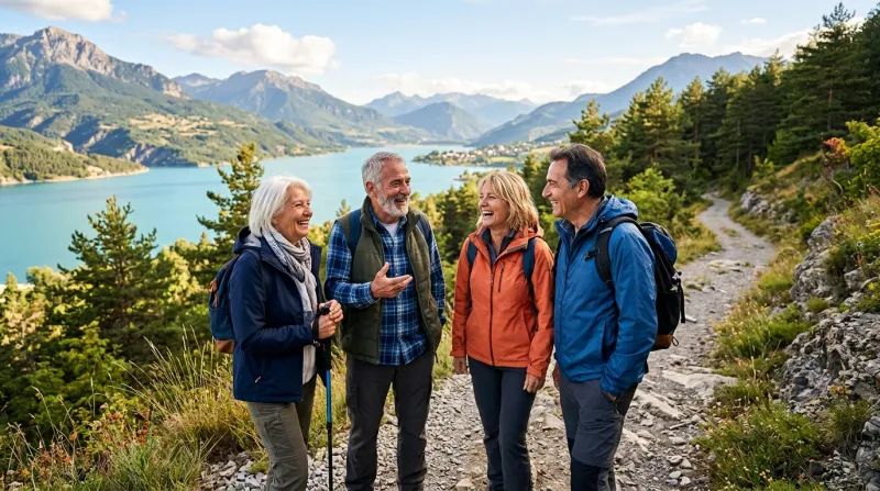 groupe de voyageurs de plus de 50 ans