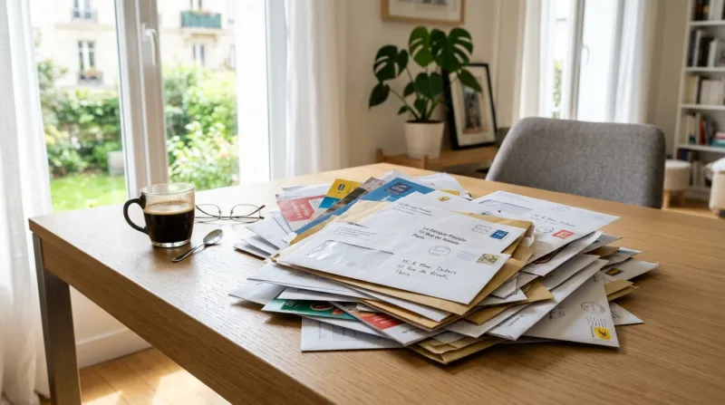  pile de courriers et d'enveloppes 