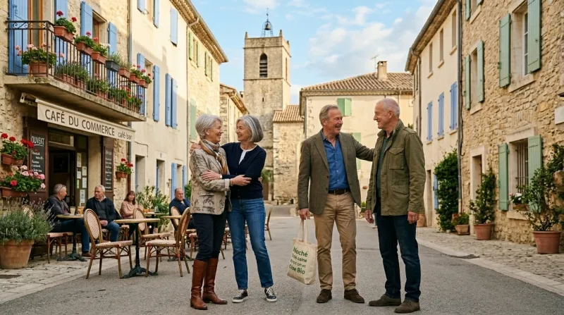 personnes qui se retrouvent dans un village