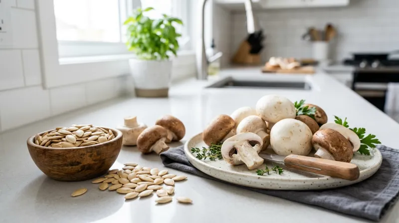  graines de courge et de champignons frais 