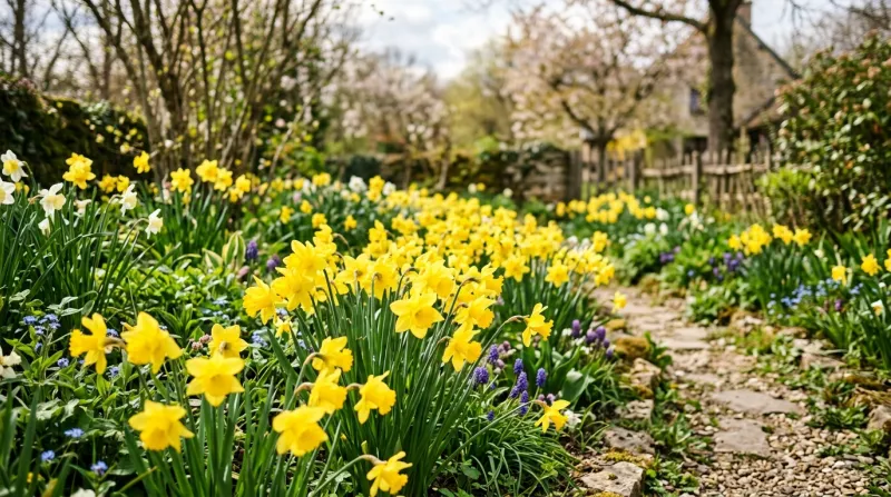 fleurs de narcisses jaunes dans un jardin printanier
