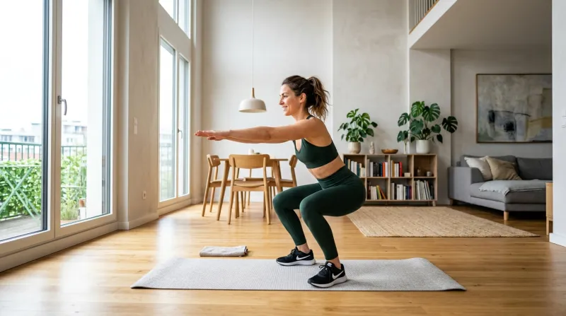 personne effectuant un exercice de squat 