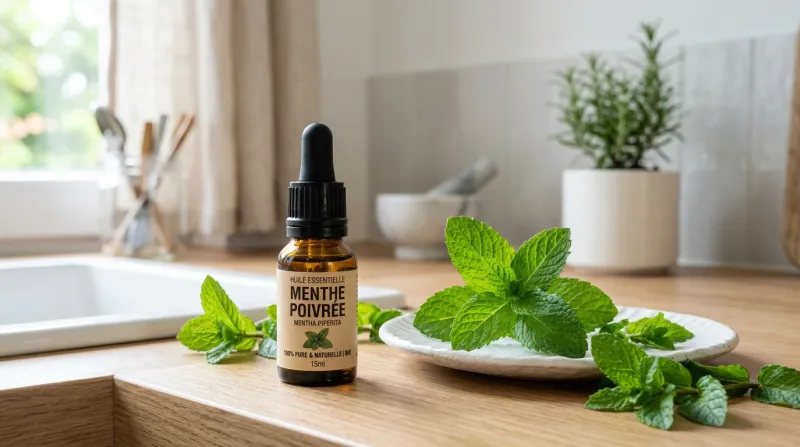  flacon d'huile essentielle de menthe poivrée
