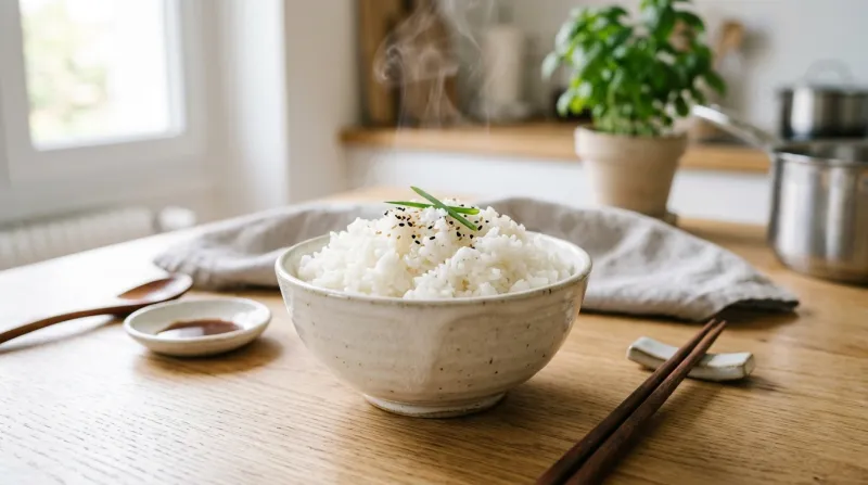 bol de riz blanc cuit à la vapeur