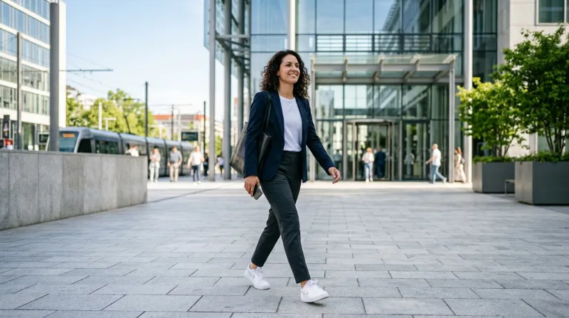 femme marchant seule avec assurance