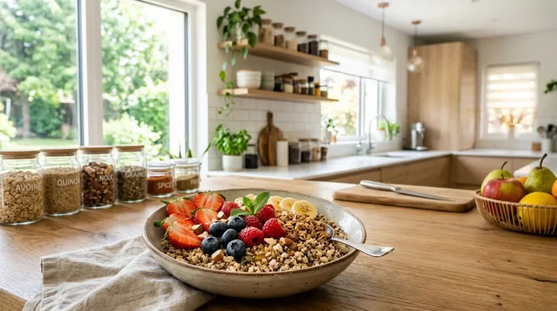 fruits frais et de céréales complètes