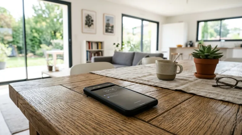 smartphone posé sur une table 