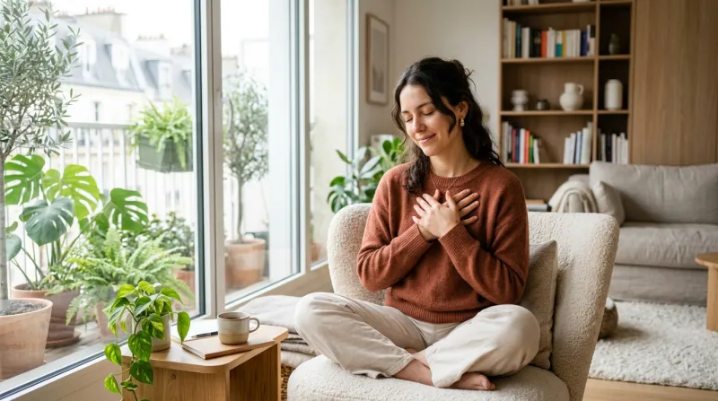 personne pratiquant l'auto-compassion