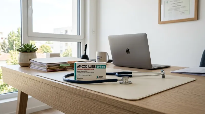 boîte de médicaments sur un bureau de médecin 