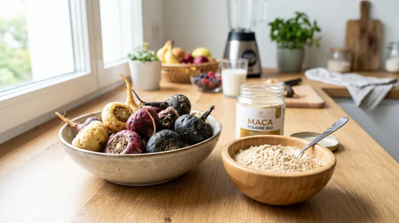 racines de maca et de poudre de maca 