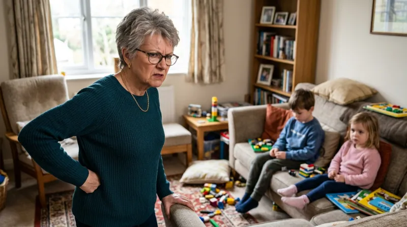  femme  énervée après ses petits-enfants
