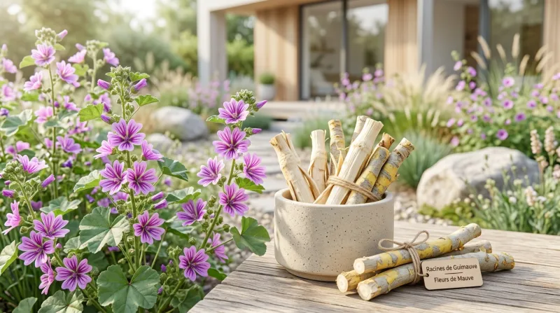 fleurs de mauve et de racines de guimauve