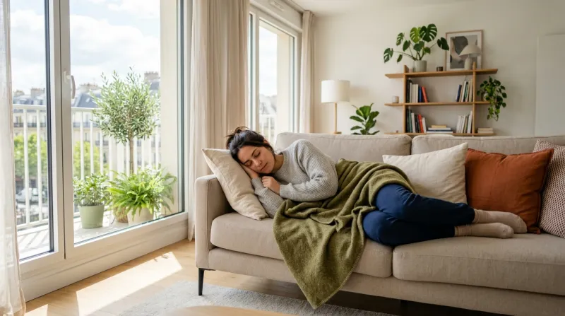 personne se reposant dans son salon