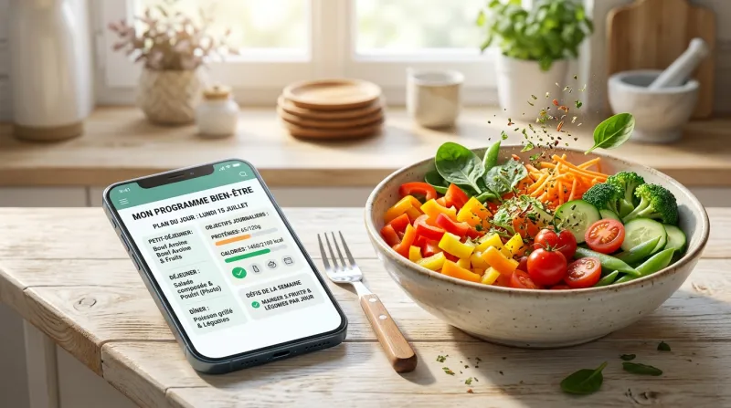 smartphone affichant un programme alimentaire 