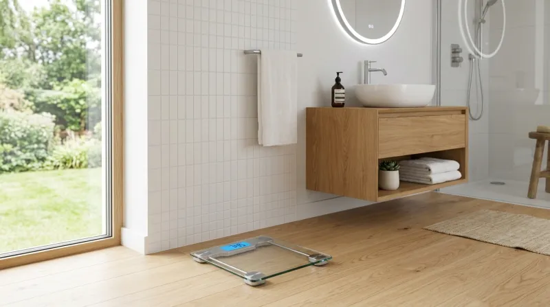 pèse-personne électronique dans une salle de bain