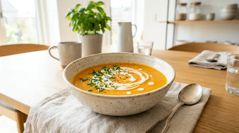 velouté de carottes avec un filet de lait de coco
