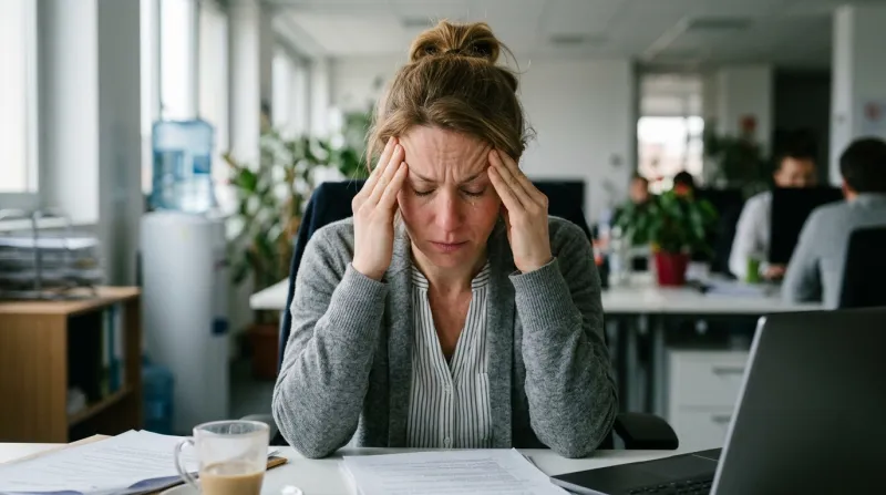 femme visiblement stressée