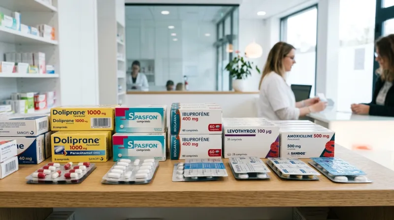  boîtes de médicaments et de plaquettes de comprimés 