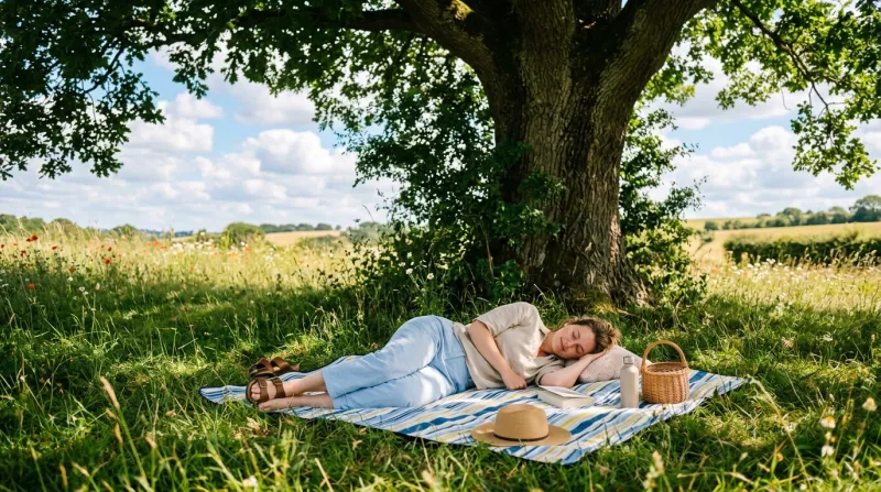 personne se reposant à l'ombre d'un arbre