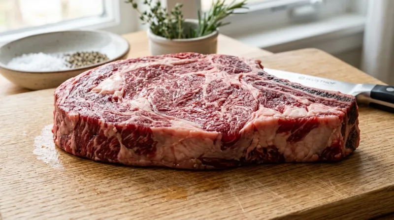  pièce de viande fraîche sur un plan de travail de cuisine