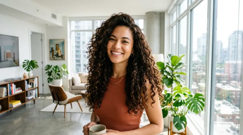 femme ayant des cheveux épais et vigoureux 