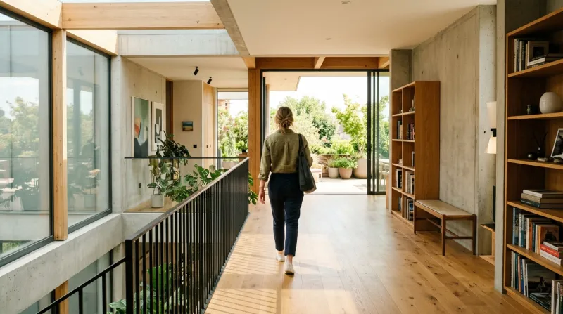 personne s'éloignant dans une maison