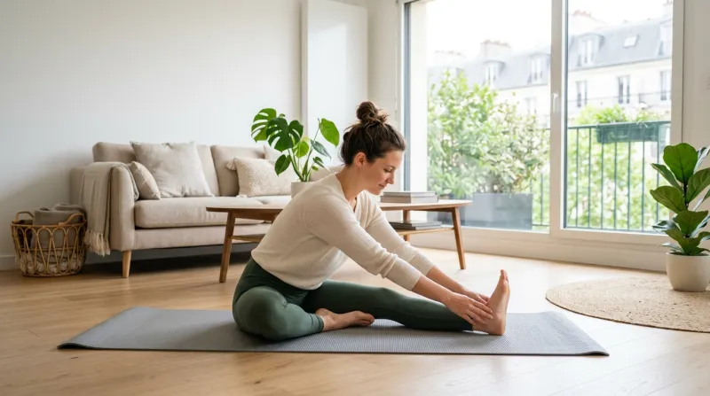  personne effectuant un étirement doux des jambes 