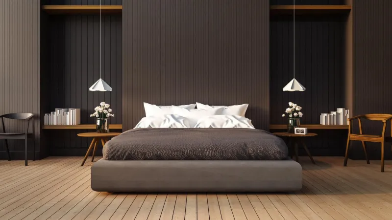 image de rendu 3d loft et moderne chambre à coucher