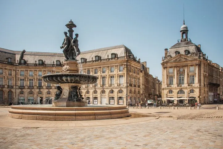 place de la bourse, one of the most famous landmarks in bordeaux, france