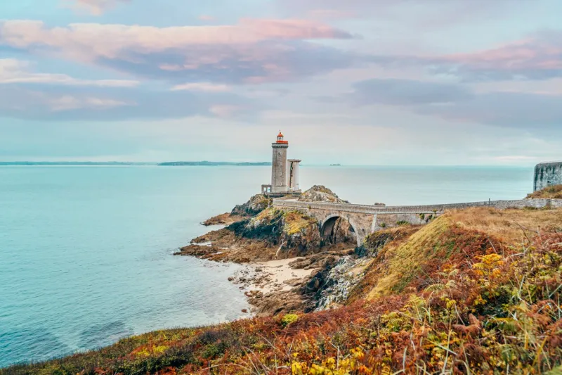 view of the lighthouse phare du petit minou in plouzane, brittany (bretagne), france