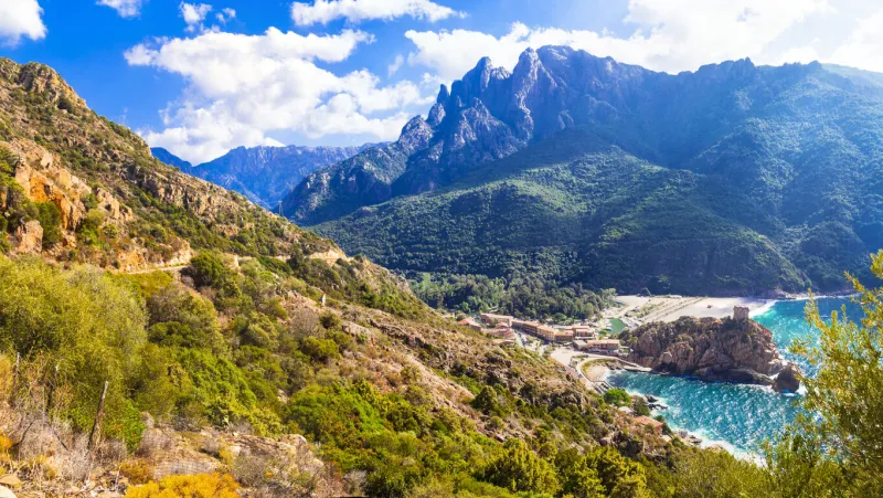 beautiful corsica island sea and mountains france