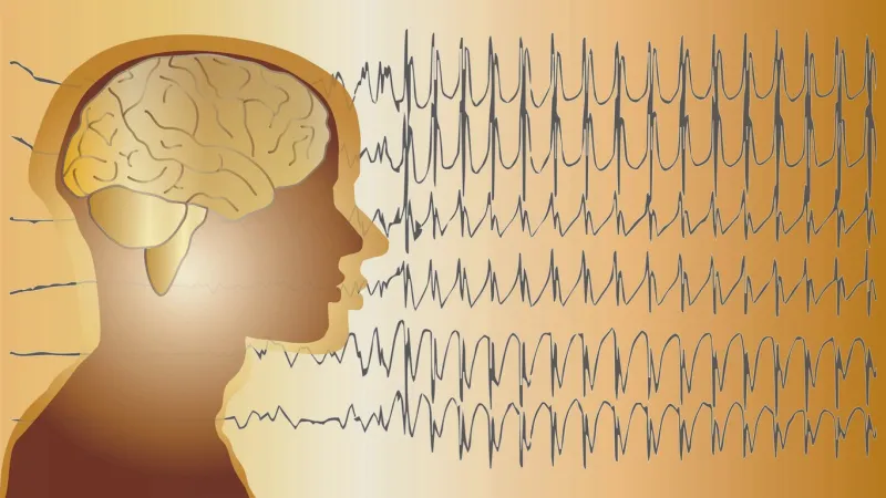 a medical background with a man and epilepsy waves