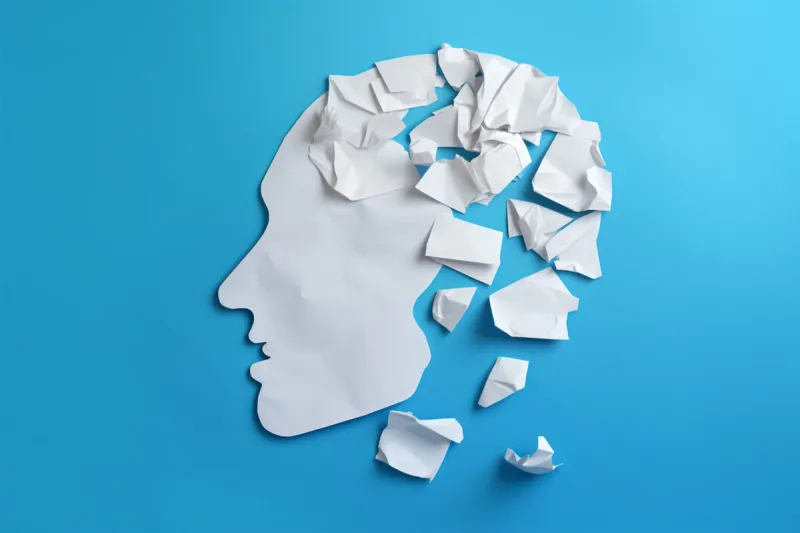 brain disorder symbol presented by human head made form crumpled